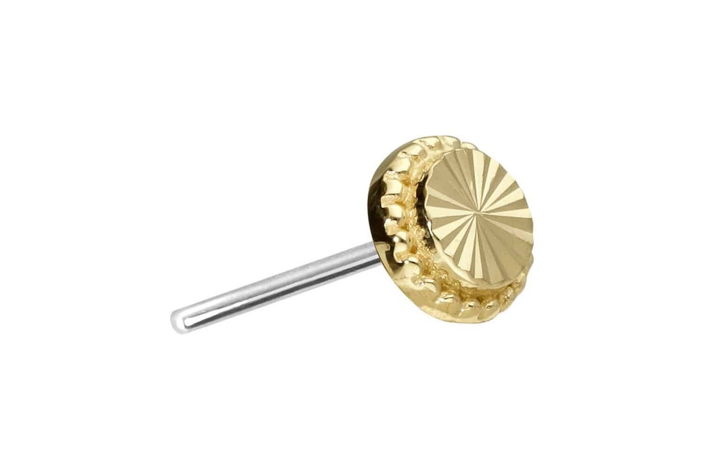 PIERCINGLINE Piercing-Set 14 Karat Gold Aufsatz mit Titan Push Pin DISC (Push Pins, 1-tlg) von PIERCINGLINE