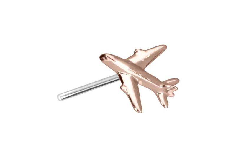 PIERCINGLINE Piercing-Set 14 Karat Gold Aufsatz mit Titan Push Pin FLUGZEUG (Push Pins / 1 Stk) von PIERCINGLINE