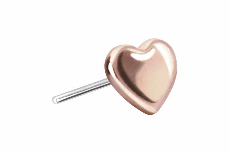 PIERCINGLINE Piercing-Set 14 Karat Gold Aufsatz mit Titan Push Pin HERZ (Push Pins / 1 Stk) von PIERCINGLINE