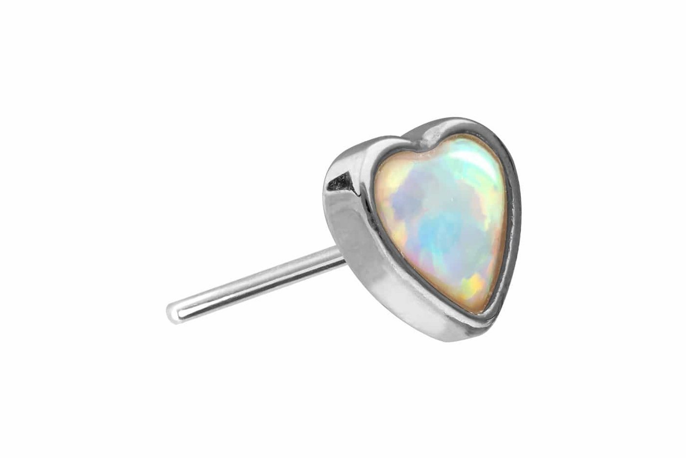 PIERCINGLINE Piercing-Set 14 Karat Gold Aufsatz mit Titan Push Pin SYNTHETISCHES OPAL-HERZ (Push Pins / 1 Stk) von PIERCINGLINE