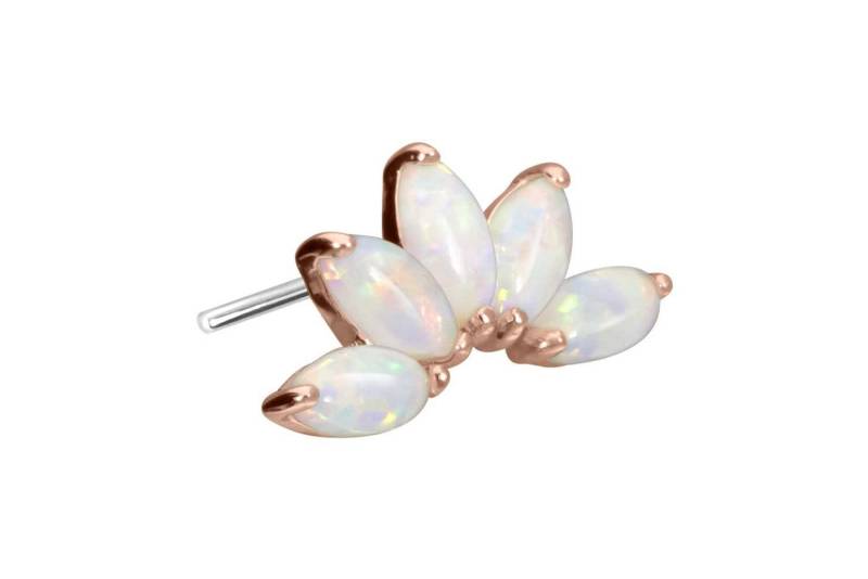 PIERCINGLINE Piercing-Set 14 Karat Gold Aufsatz mit Titan Push Pin LOTUSBLÜTE + SYNTHETISCHE (Push Pins / 1 Stk) von PIERCINGLINE