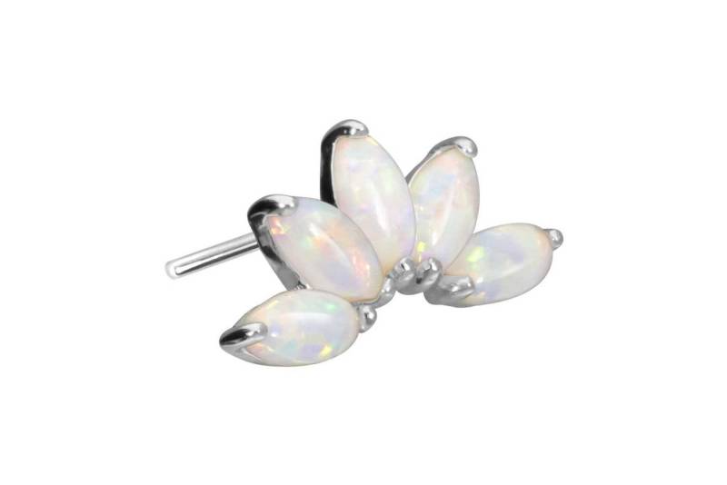 PIERCINGLINE Piercing-Set 14 Karat Gold Aufsatz mit Titan Push Pin LOTUSBLÜTE + SYNTHETISCHE (Push Pins / 1 Stk) von PIERCINGLINE