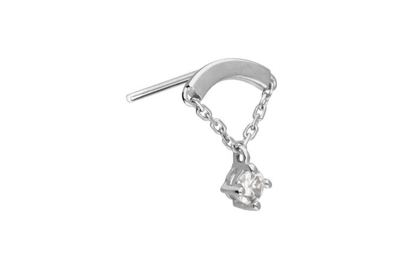 PIERCINGLINE Piercing-Set 14 Karat Gold Aufsatz mit Titan Push Pin MOISSANIT + BOGEN + KETTE (Push Pins / 1 Stk) von PIERCINGLINE