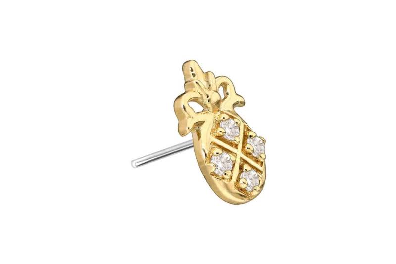 PIERCINGLINE Piercing-Set 14 Karat Gold Aufsatz mit Titan Push Pin MOISSANIT-ANANAS (Push Pins, 1-tlg) von PIERCINGLINE