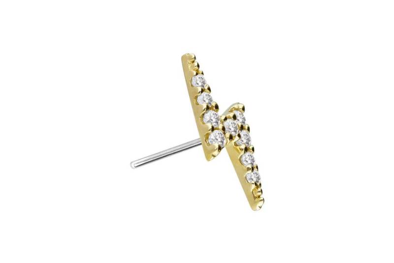 PIERCINGLINE Piercing-Set 14 Karat Gold Aufsatz mit Titan Push Pin MOISSANIT-BLITZ (Push Pins / 1 Stk) von PIERCINGLINE