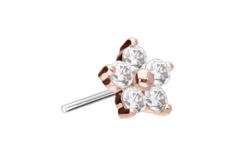 PIERCINGLINE Piercing-Set 14 Karat Gold Aufsatz mit Titan Push Pin MOISSANIT-BLUME (Push Pins, 1-tlg) von PIERCINGLINE