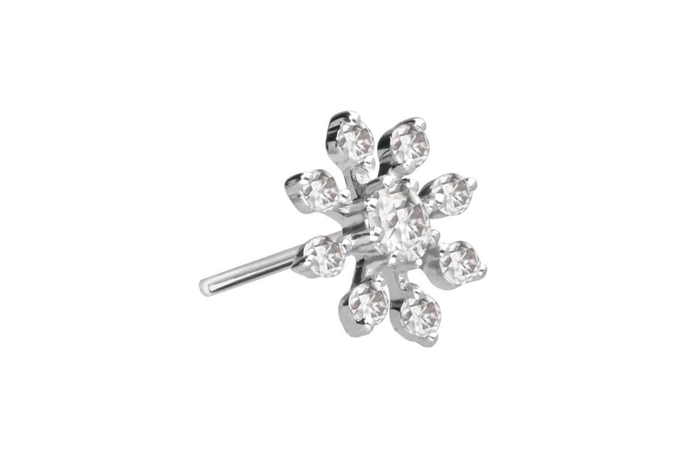 PIERCINGLINE Piercing-Set 14 Karat Gold Aufsatz mit Titan Push Pin MOISSANIT-BLUME (Push Pins, 1-tlg) von PIERCINGLINE
