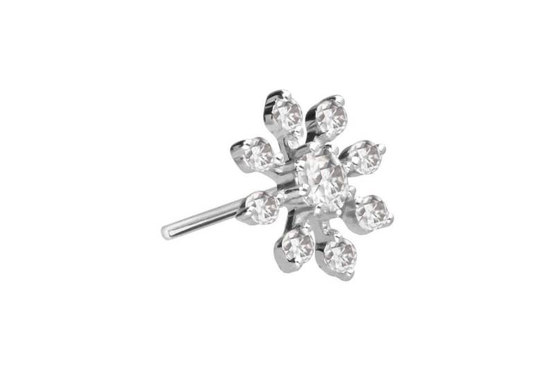 PIERCINGLINE Piercing-Set 14 Karat Gold Aufsatz mit Titan Push Pin MOISSANIT-BLUME (Push Pins, 1-tlg) von PIERCINGLINE