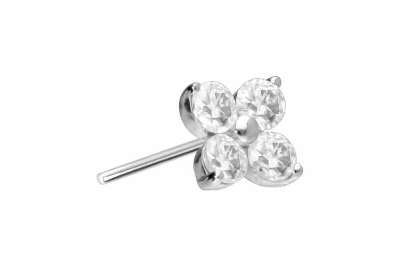 PIERCINGLINE Piercing-Set 14 Karat Gold Aufsatz mit Titan Push Pin MOISSANIT-BLUME (Push Pins, 1-tlg) von PIERCINGLINE