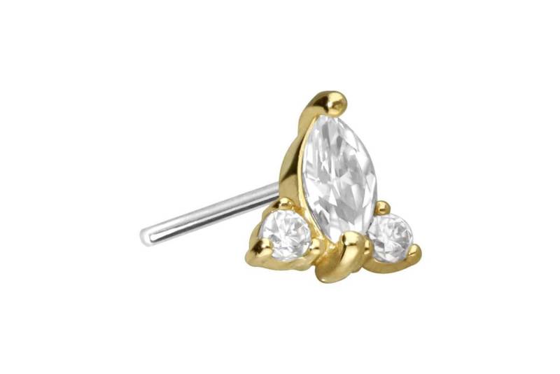 PIERCINGLINE Piercing-Set 14 Karat Gold Aufsatz mit Titan Push Pin MOISSANIT-BLUME (Push Pins, 1-tlg) von PIERCINGLINE