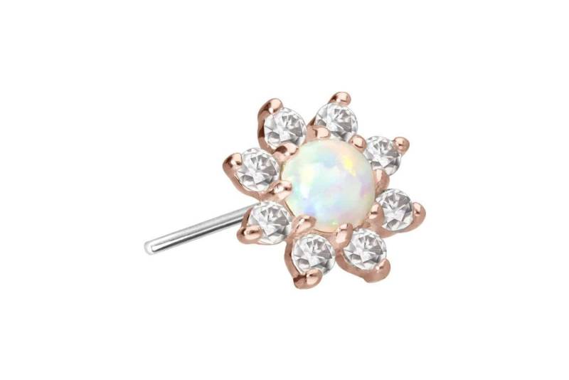 PIERCINGLINE Piercing-Set 14 Karat Gold Aufsatz mit Titan Push Pin MOISSANIT-BLUME + (Push Pins / 1 Stk) von PIERCINGLINE