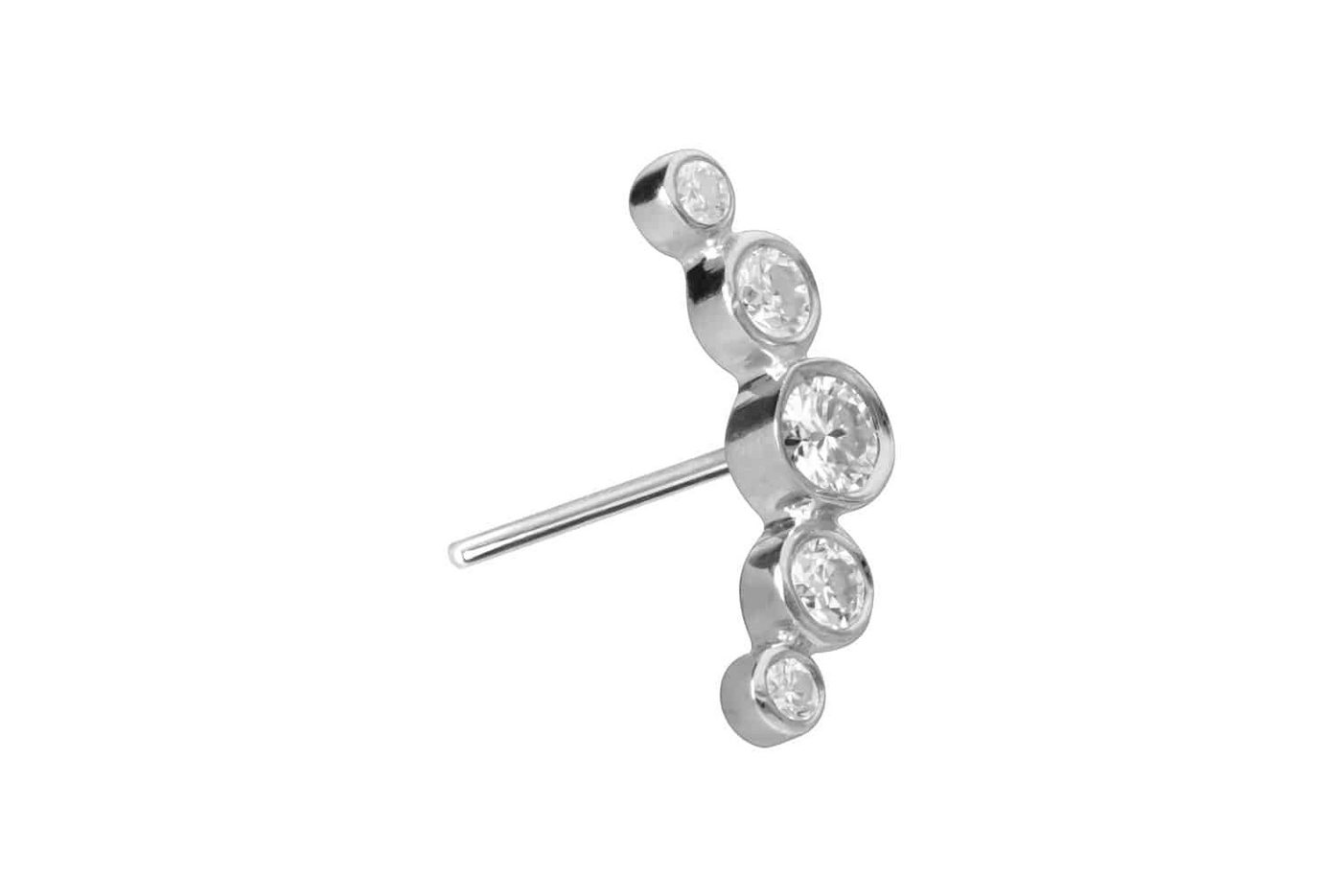 PIERCINGLINE Piercing-Set 14 Karat Gold Aufsatz mit Titan Push Pin MOISSANIT-BOGEN (Push Pins / 1 Stk) von PIERCINGLINE