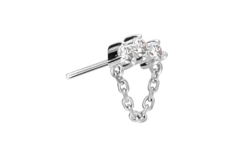 PIERCINGLINE Piercing-Set 14 Karat Gold Aufsatz mit Titan Push Pin MOISSANIT-BOGEN + KETTE (Push Pins / 1 Stk) von PIERCINGLINE