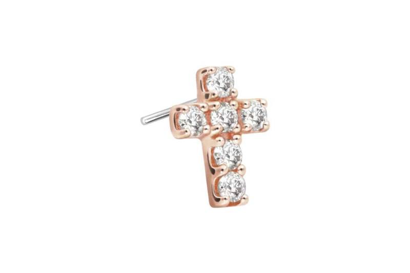 PIERCINGLINE Piercing-Set 14 Karat Gold Aufsatz mit Titan Push Pin MOISSANIT-KREUZ (Push Pins, 1-tlg) von PIERCINGLINE