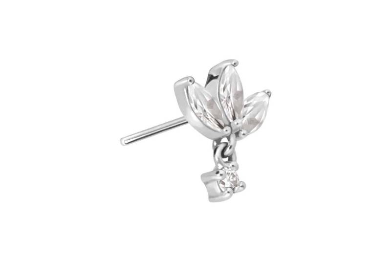 PIERCINGLINE Piercing-Set 14 Karat Gold Aufsatz mit Titan Push Pin MOISSANIT-LOTUSBLÜTE (Push Pins, 1-tlg) von PIERCINGLINE