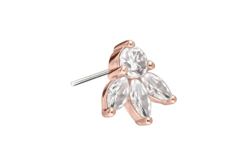 PIERCINGLINE Piercing-Set 14 Karat Gold Aufsatz mit Titan Push Pin MOISSANIT-LOTUSBLÜTE (Push Pins, 1-tlg) von PIERCINGLINE