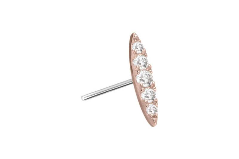 PIERCINGLINE Piercing-Set 14 Karat Gold Aufsatz mit Titan Push Pin MOISSANIT-OVAL (Push Pins / 1 Stk) von PIERCINGLINE
