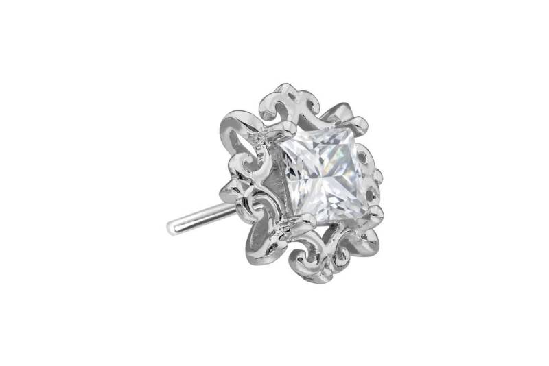 PIERCINGLINE Piercing-Set 14 Karat Gold Aufsatz mit Titan Push Pin MOISSANIT-QUADRAT + ORNAMENTE (Push Pins / 1 Stk) von PIERCINGLINE