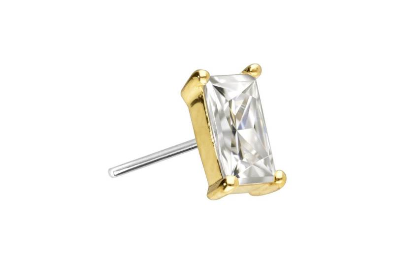 PIERCINGLINE Piercing-Set 14 Karat Gold Aufsatz mit Titan Push Pin MOISSANIT-RECHTECK (Push Pins, 1-tlg) von PIERCINGLINE