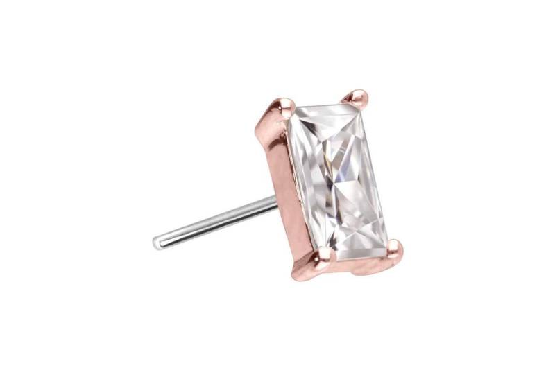 PIERCINGLINE Piercing-Set 14 Karat Gold Aufsatz mit Titan Push Pin MOISSANIT-RECHTECK (Push Pins / 1 Stk) von PIERCINGLINE