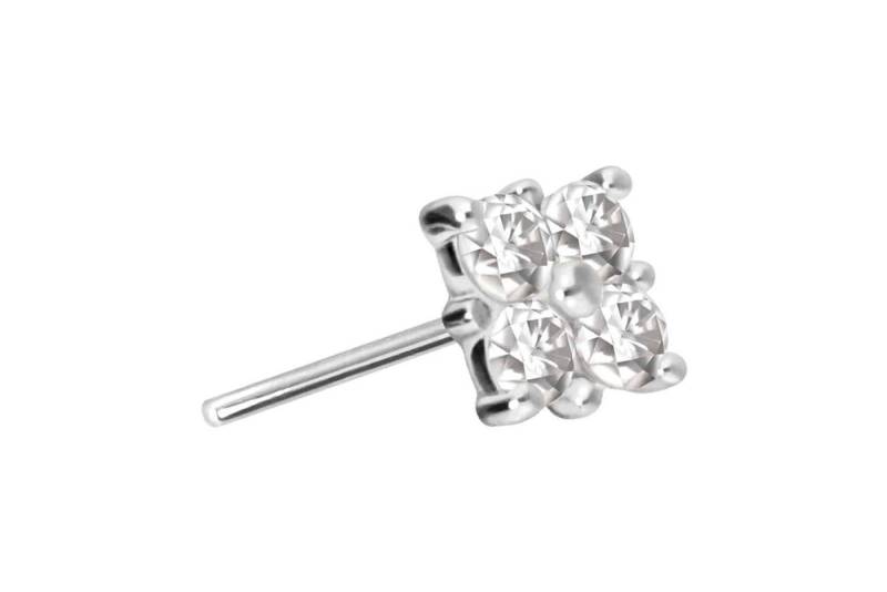PIERCINGLINE Piercing-Set 14 Karat Gold Aufsatz mit Titan Push Pin MOISSANIT-RECHTECK (Push Pins / 1 Stk) von PIERCINGLINE