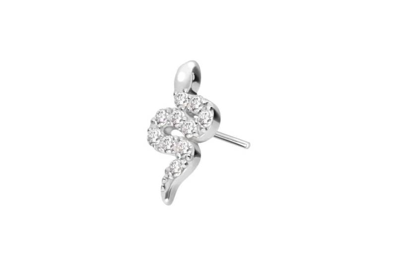 PIERCINGLINE Piercing-Set 14 Karat Gold Aufsatz mit Titan Push Pin MOISSANIT-SCHLANGE (Push Pins, 1-tlg) von PIERCINGLINE