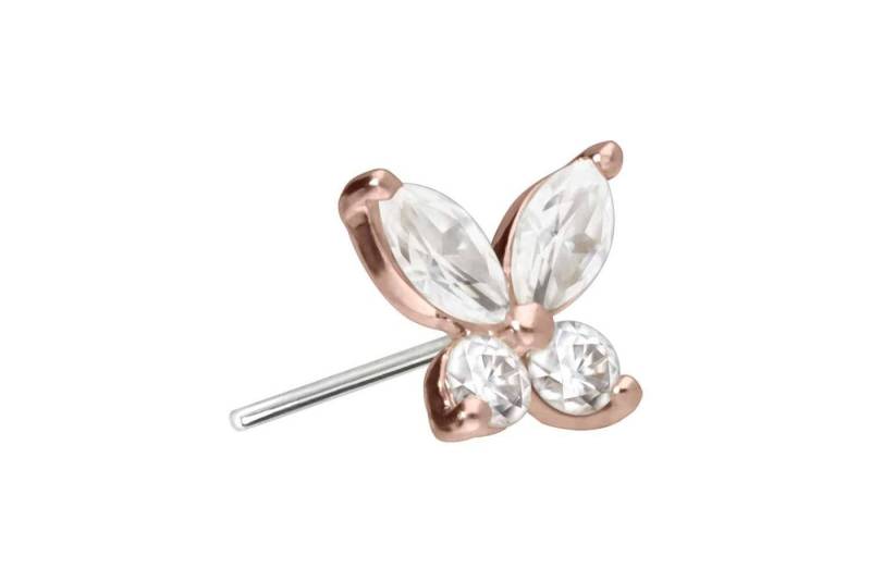 PIERCINGLINE Piercing-Set 14 Karat Gold Aufsatz mit Titan Push Pin MOISSANIT-SCHMETTERLING (Push Pins) von PIERCINGLINE