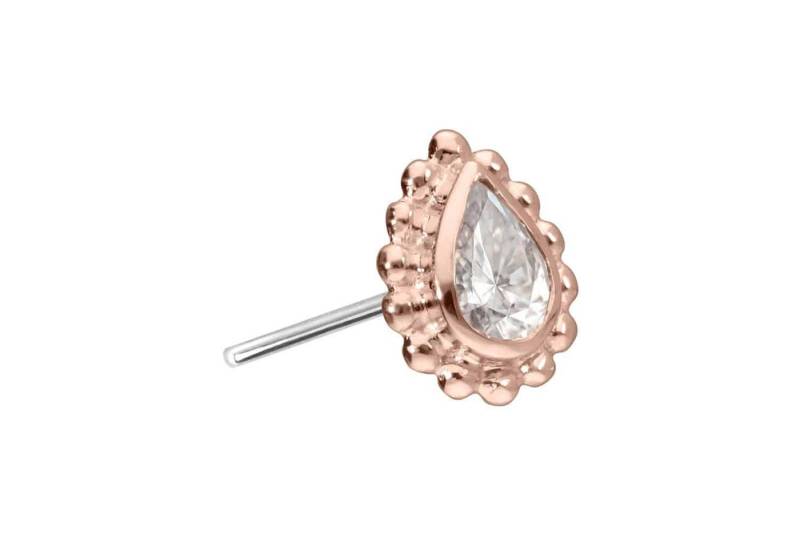 PIERCINGLINE Piercing-Set 14 Karat Gold Aufsatz mit Titan Push Pin MOISSANIT-TROPFEN + KUGELN (Push Pins / 1 Stk) von PIERCINGLINE
