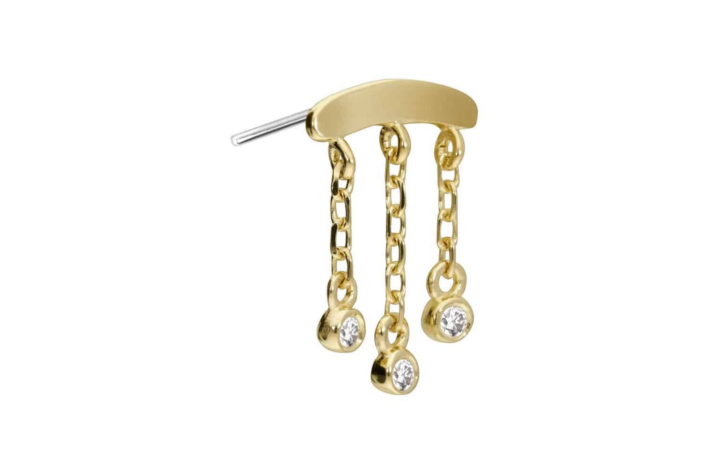PIERCINGLINE Piercing-Set 14 Karat Gold Aufsatz mit Titan Push Pin MOISSANIT-WINDSPIEL (Push Pins / 1 Stk) von PIERCINGLINE