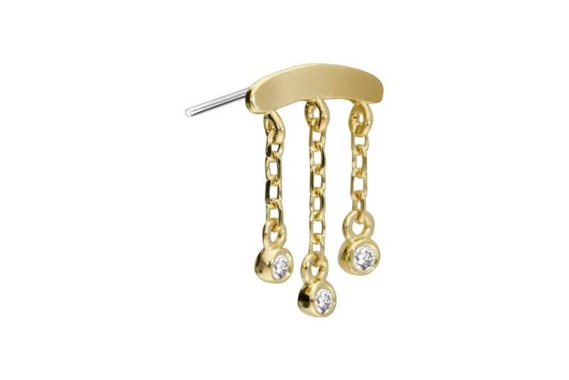 PIERCINGLINE Piercing-Set 14 Karat Gold Aufsatz mit Titan Push Pin MOISSANIT-WINDSPIEL (Push Pins / 1 Stk) von PIERCINGLINE