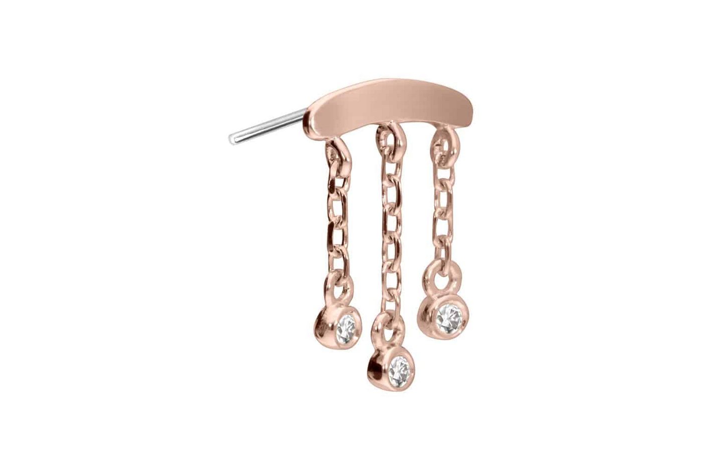 PIERCINGLINE Piercing-Set 14 Karat Gold Aufsatz mit Titan Push Pin MOISSANIT-WINDSPIEL (Push Pins / 1 Stk) von PIERCINGLINE