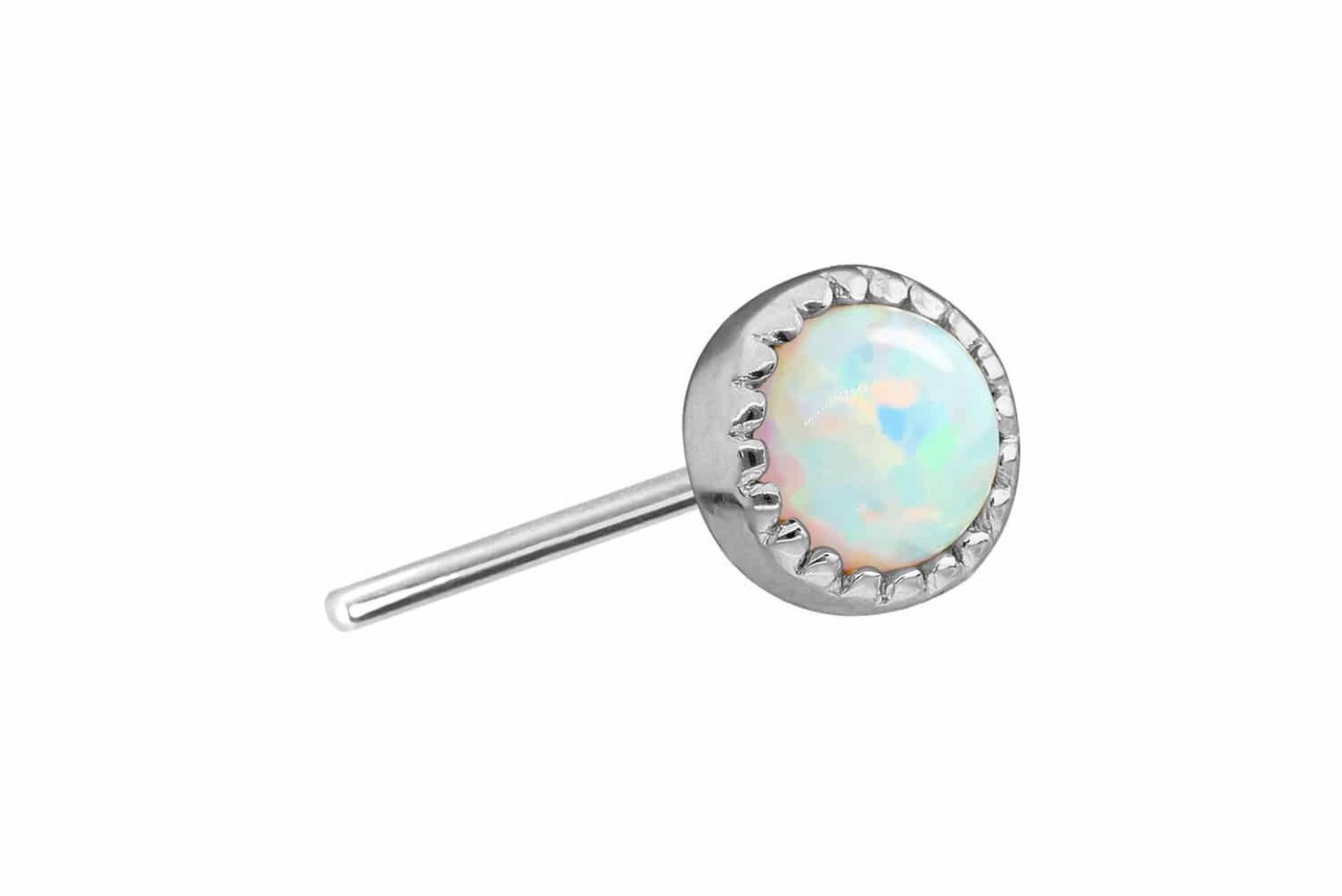 PIERCINGLINE Piercing-Set 14 Karat Gold Aufsatz mit Titan Push Pin SYNTEHTISCHER OPAL (Push Pins / 1 Stk) von PIERCINGLINE