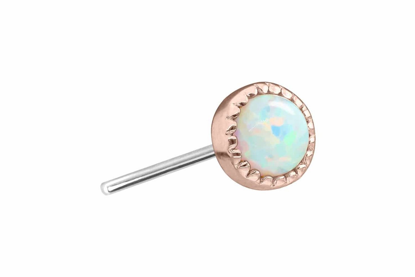 PIERCINGLINE Piercing-Set 14 Karat Gold Aufsatz mit Titan Push Pin SYNTEHTISCHER OPAL (Push Pins / 1 Stk) von PIERCINGLINE