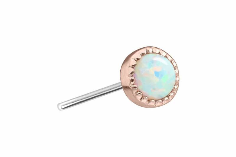 PIERCINGLINE Piercing-Set 14 Karat Gold Aufsatz mit Titan Push Pin SYNTEHTISCHER OPAL (Push Pins / 1 Stk) von PIERCINGLINE