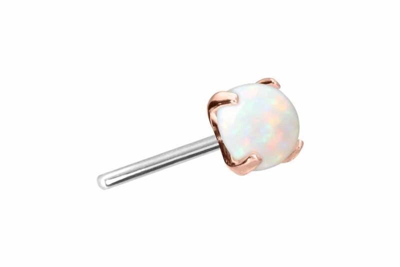PIERCINGLINE Piercing-Set 14 Karat Gold Aufsatz mit Titan Push Pin SYNTHETISCHER OPAL (Push Pins / 1 Stk) von PIERCINGLINE