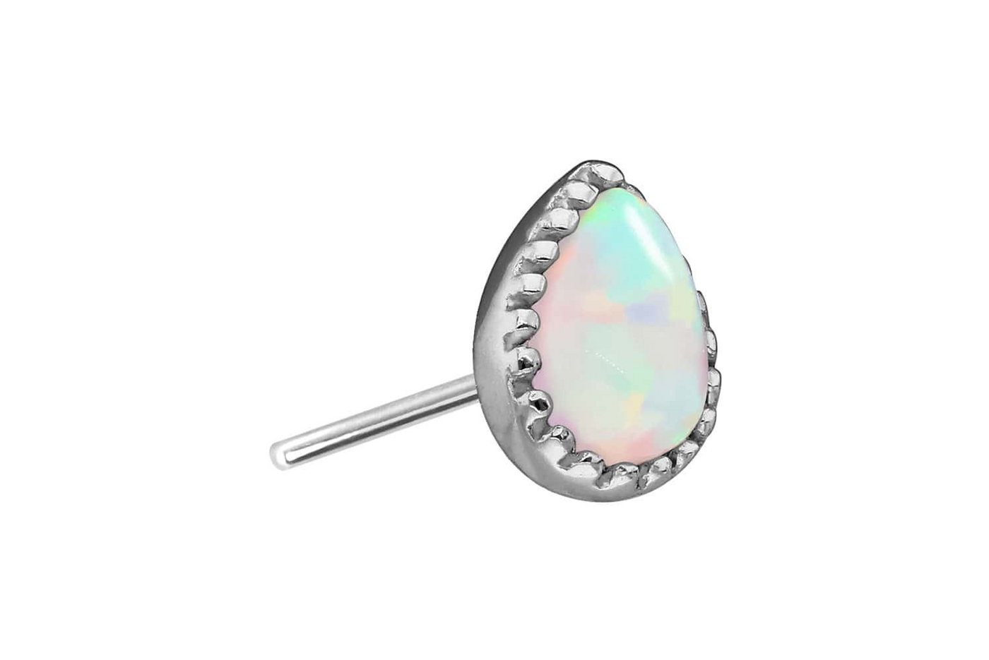 PIERCINGLINE Piercing-Set 14 Karat Gold Aufsatz mit Titan Push Pin SYNTHETISCHER OPALTROPFEN (Push Pins / 1 Stk) von PIERCINGLINE