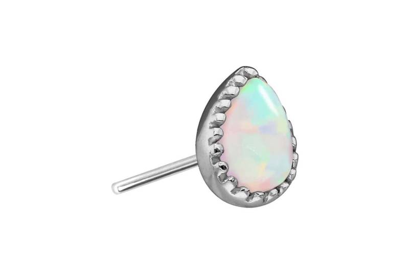 PIERCINGLINE Piercing-Set 14 Karat Gold Aufsatz mit Titan Push Pin SYNTHETISCHER OPALTROPFEN (Push Pins / 1 Stk) von PIERCINGLINE