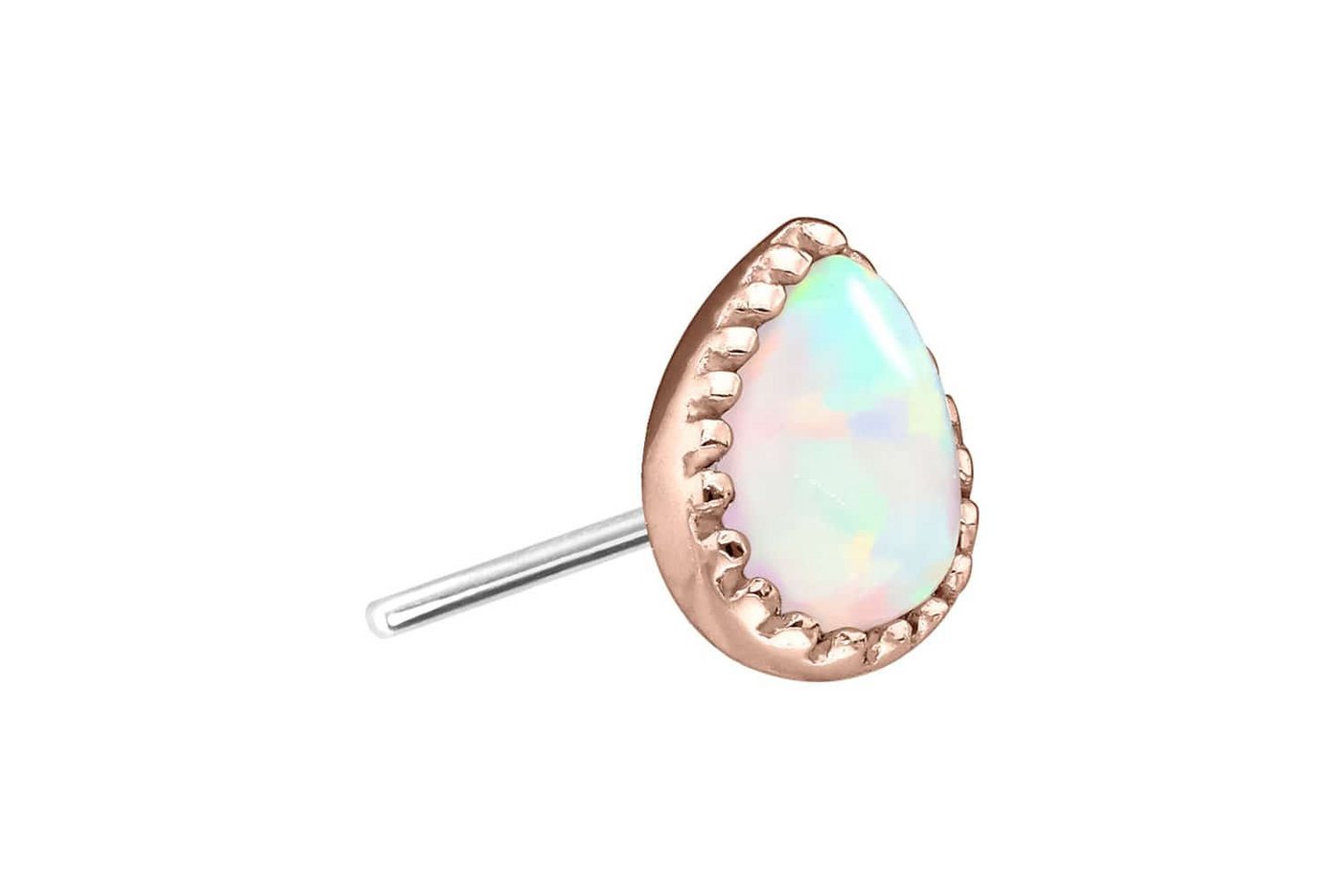 PIERCINGLINE Piercing-Set 14 Karat Gold Aufsatz mit Titan Push Pin SYNTHETISCHER OPALTROPFEN (Push Pins, 1-tlg) von PIERCINGLINE