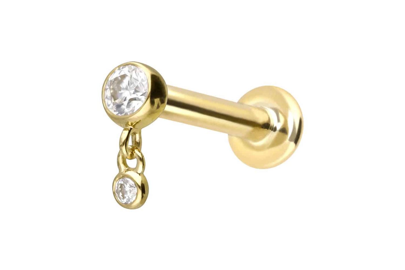 PIERCINGLINE Piercing-Set 14 Karat Gold Labret mit Innengewinde 2 MOISSANITE (Labrets, 1-tlg) von PIERCINGLINE