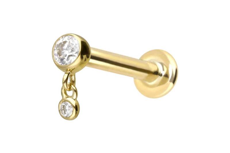 PIERCINGLINE Piercing-Set 14 Karat Gold Labret mit Innengewinde 2 MOISSANITE (Labrets, 1-tlg) von PIERCINGLINE