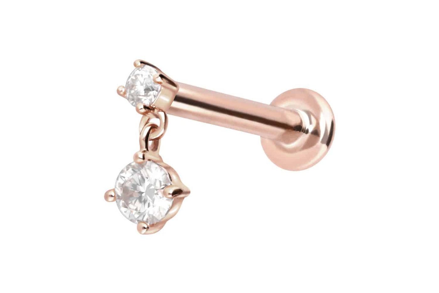 PIERCINGLINE Piercing-Set 14 Karat Gold Labret mit Innengewinde 2 MOISSANITE (Labrets, 1-tlg) von PIERCINGLINE