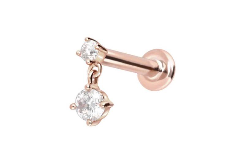 PIERCINGLINE Piercing-Set 14 Karat Gold Labret mit Innengewinde 2 MOISSANITE (Labrets, 1-tlg) von PIERCINGLINE