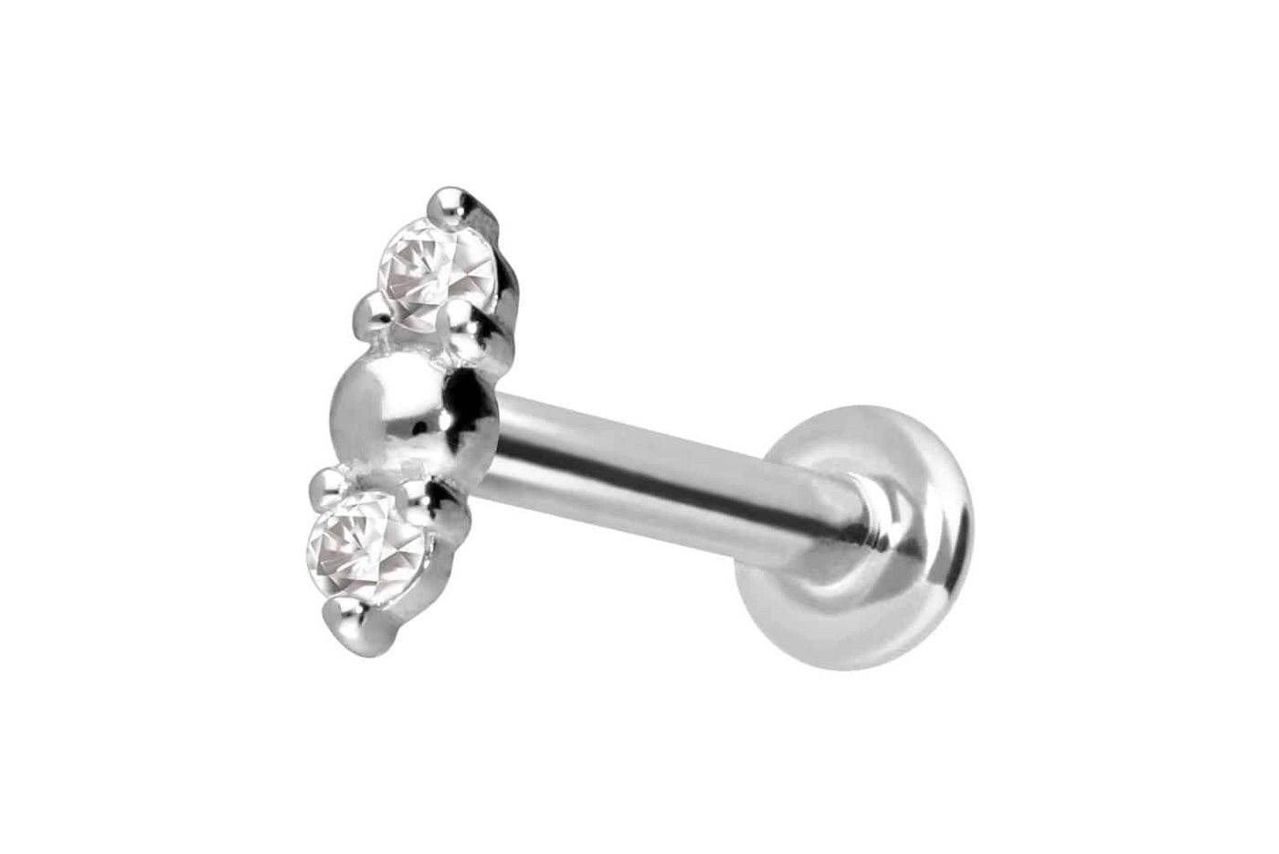 PIERCINGLINE Piercing-Set 14 Karat Gold Labret mit Innengewinde 2 MOISSANITE + KUGEL (Labrets, 1-tlg) von PIERCINGLINE