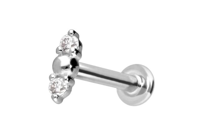 PIERCINGLINE Piercing-Set 14 Karat Gold Labret mit Innengewinde 2 MOISSANITE + KUGEL (Labrets, 1-tlg) von PIERCINGLINE