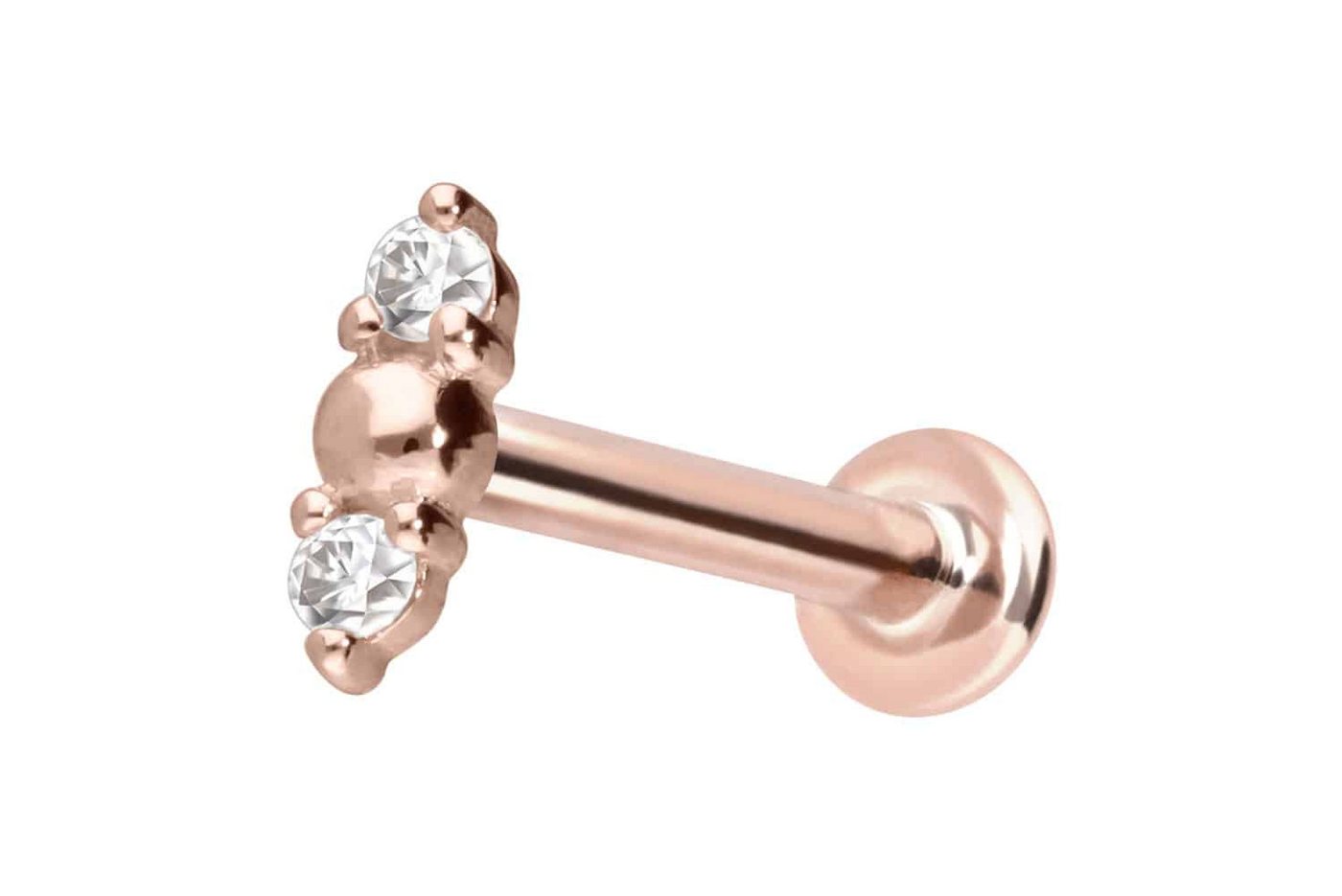 PIERCINGLINE Piercing-Set 14 Karat Gold Labret mit Innengewinde 2 MOISSANITE + KUGEL (Labrets, 1-tlg) von PIERCINGLINE