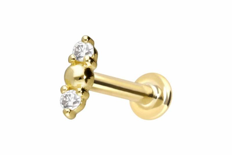 PIERCINGLINE Piercing-Set 14 Karat Gold Labret mit Innengewinde 2 MOISSANITE + KUGEL (Labrets, 1-tlg) von PIERCINGLINE