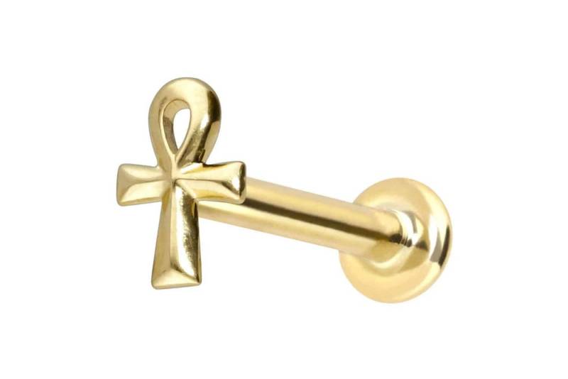 PIERCINGLINE Piercing-Set 14 Karat Gold Labret mit Innengewinde ÄGYPTISCHES KREUZ (Labrets, 1-tlg) von PIERCINGLINE