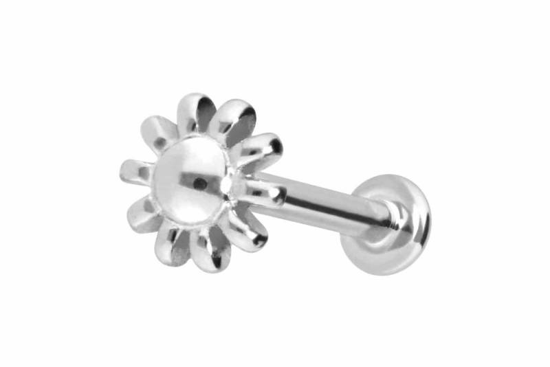 PIERCINGLINE Piercing-Set 14 Karat Gold Labret mit Innengewinde BLUME (Labrets, 1-tlg) von PIERCINGLINE