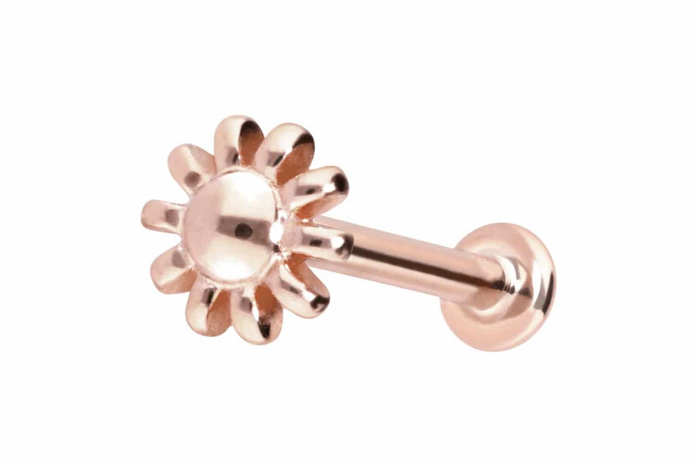 PIERCINGLINE Piercing-Set 14 Karat Gold Labret mit Innengewinde BLUME (Labrets / 1 Stk) von PIERCINGLINE