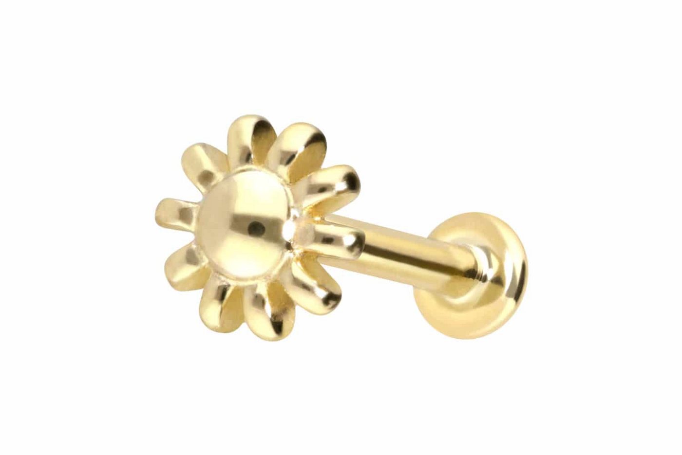 PIERCINGLINE Piercing-Set 14 Karat Gold Labret mit Innengewinde BLUME (Labrets / 1 Stk) von PIERCINGLINE